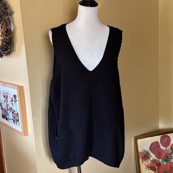 YES/NO Size MEDIUM Oversized VNeck Cotton Vest 1-Pocket LagenLook Slouch $98 NEW - Picture 1 of 10